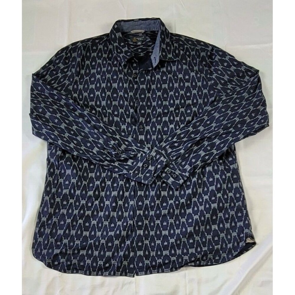 Wallin & Bros Men's Long Sleeve Dress Shirt Button Front Blue Size XXL